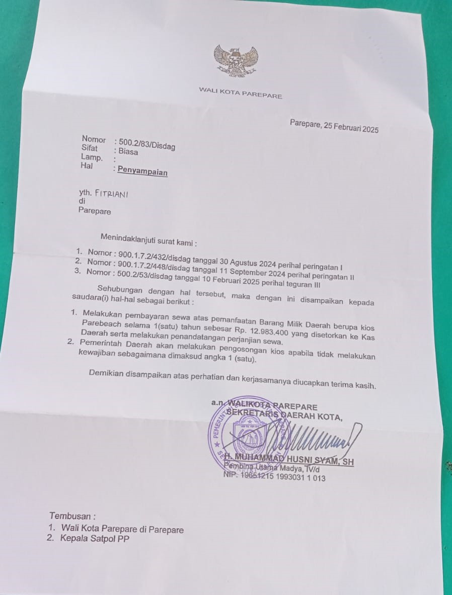 Surat tindak lanjut sp3. Dok: Ilham Alfais