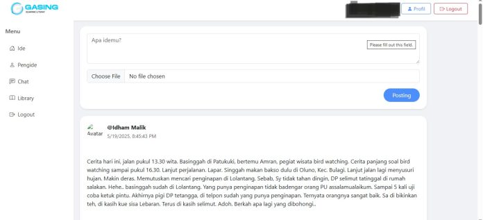 Tampilan Gasing.fun produk penerbit Subaltern. Dok: Azwar Radhif