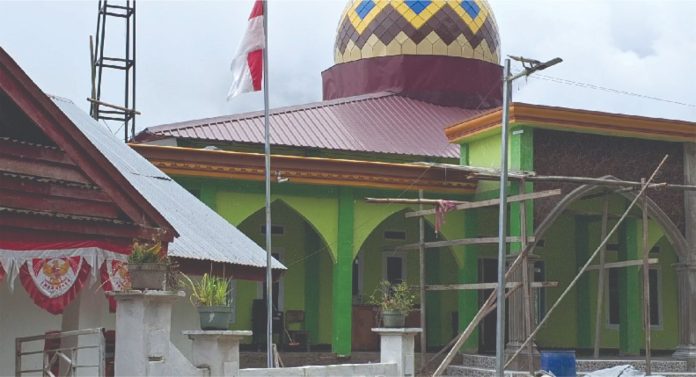 Tampilan Masjid An Nur Boneposi saat masih pembangunan. Dok: Maupa.id