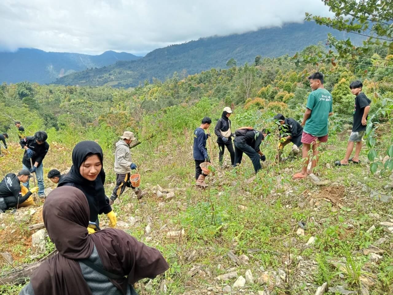 Prosesi penanaman pohon di daerah rawan longsor. Dok: Maupa.id